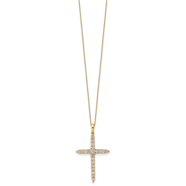 14K Yellow Gold Polished Lab Grown Diamond VS/SI GH, Cross Pendant with
Chain Necklace