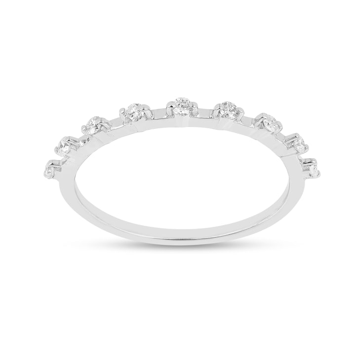 Rhodium Over Sterling Silver Lab Grown Diamond Stackable Half Eternity
Band Ring VS G-H