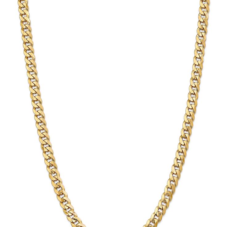 14k Yellow Gold 8mm Solid Flat Beveled Curb 20 Inch Chain