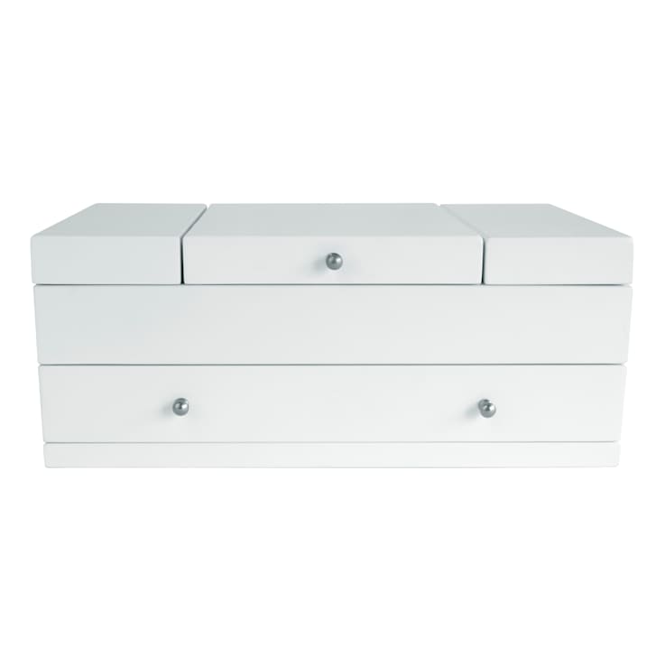 Mele and Co Everly Wooden Triple Lid Jewelry Box in White