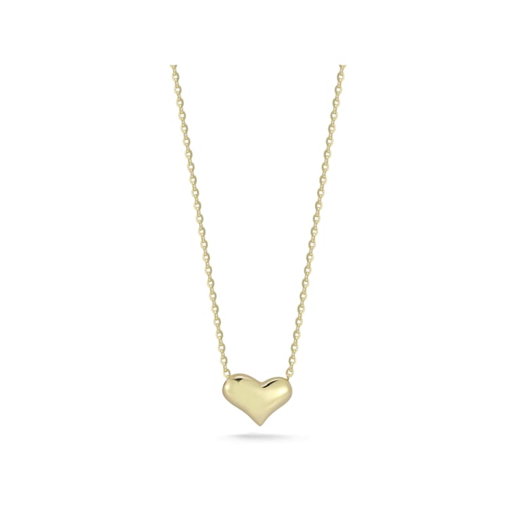 Bellissima Gold 14K Yellow Gold Puffed Heart Pendant Necklace