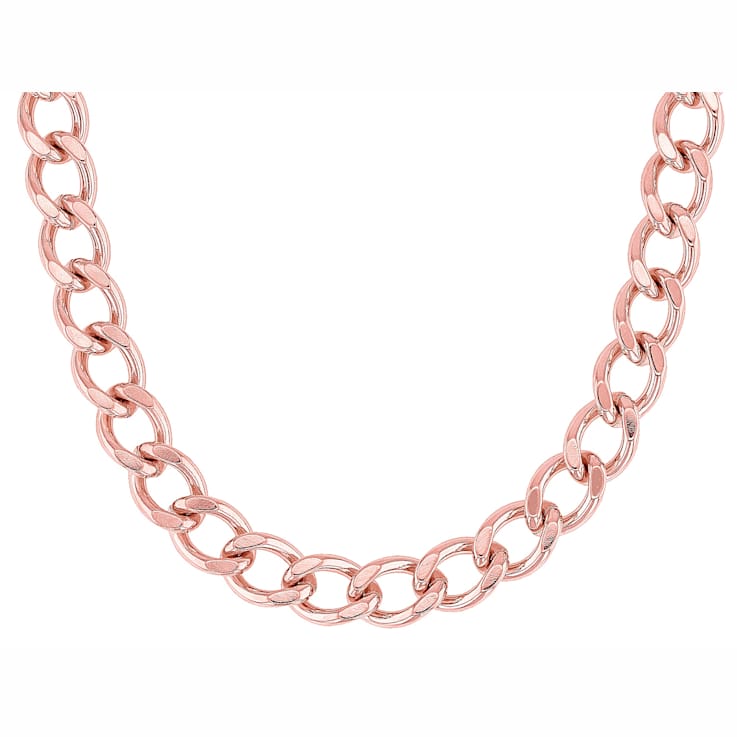 Copper Beveled Curb Chain Necklace 8mm 18 Inch