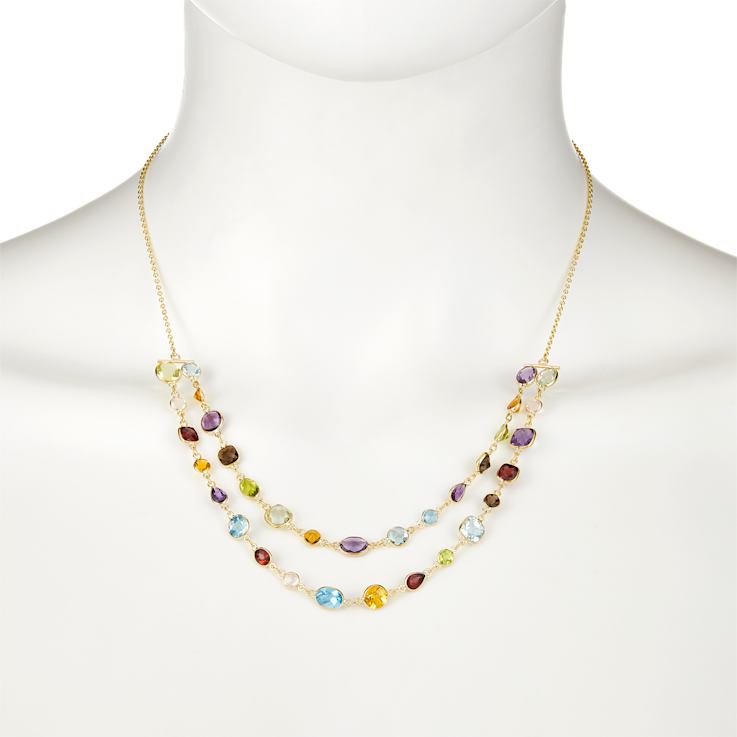 Multi-Gem 14k Yellow Gold 18" Necklace 18.15ctw
