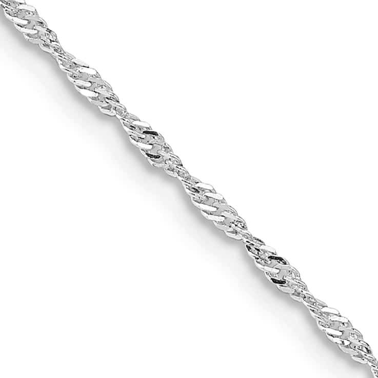 Rhodium Over Sterling Silver 1.4mm Singapore Chain