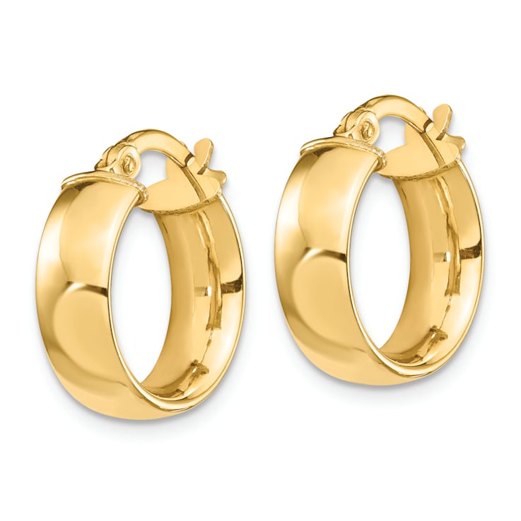 14k Yellow Gold 5/8" High Polished Hoop Earrings