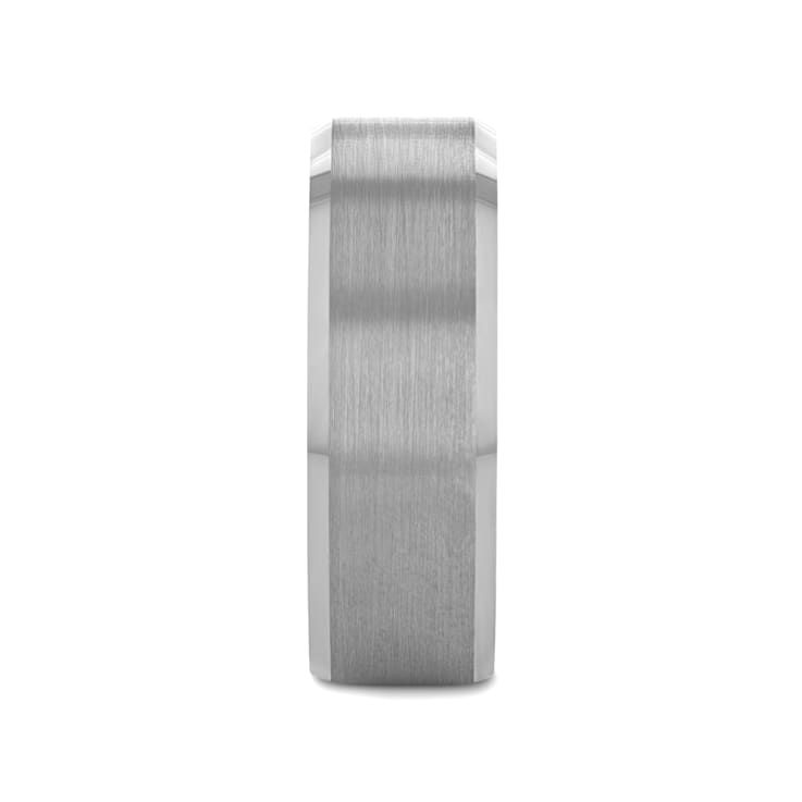 SHEFFIELD Flat Beveled Edges Tungsten Ring with Brushed Center 8mm