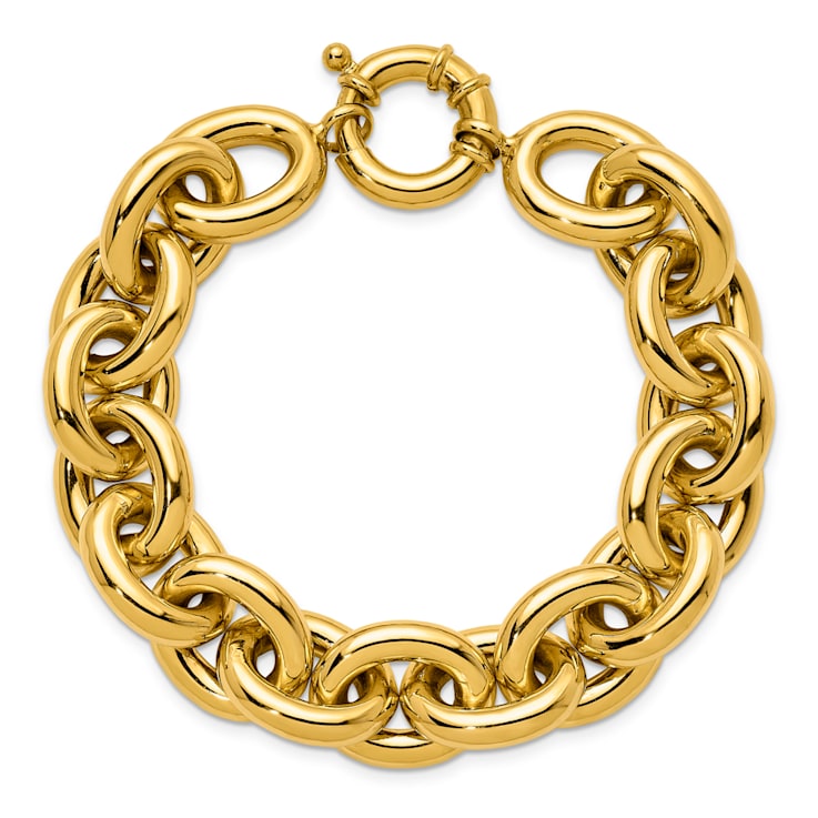 18K Yellow Gold 16.8mm Open Link Cable 8.5 inch Bracelet