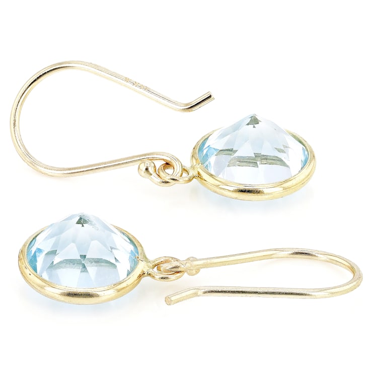 Sky Blue Topaz 14k Yellow Gold Dangle Earrings 5.00ctw