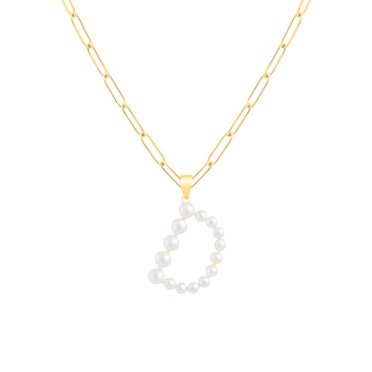 Letter D Initial Cultured Freshwater Pearl 18K Gold Over Sterling Silver
Pendant With  18" Chain