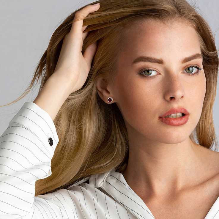 Rhodolite and Diamond 14K White Gold Earrings 5.44ctw