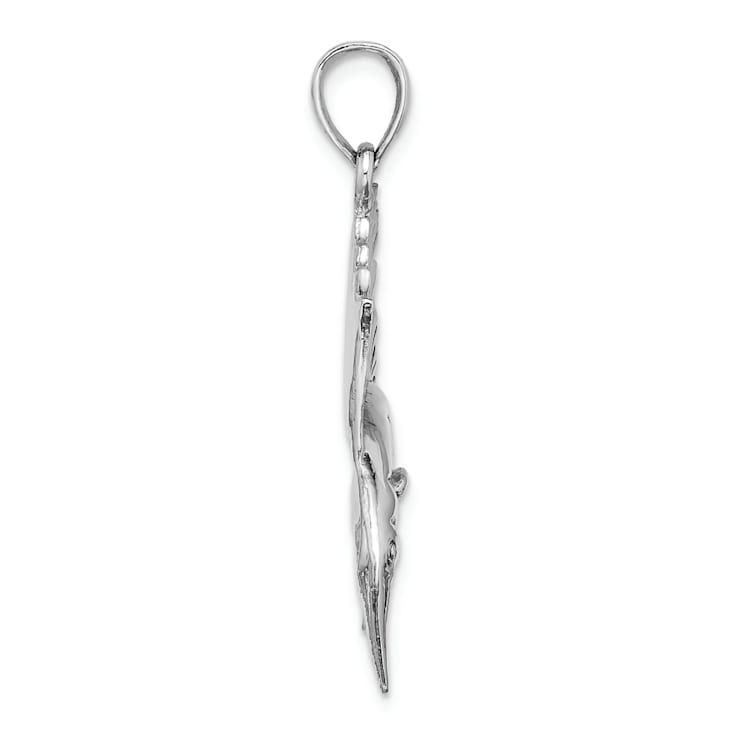 Rhodium Over 14k White Gold Polished and Textured Sailfish Pendant