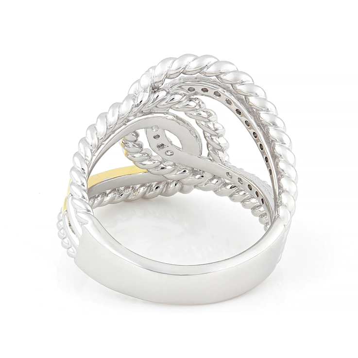 Contemporary Lab-Grown Diamond Rope-Motif Bypass Ring 0.20ctw In
Two-Tone Gold