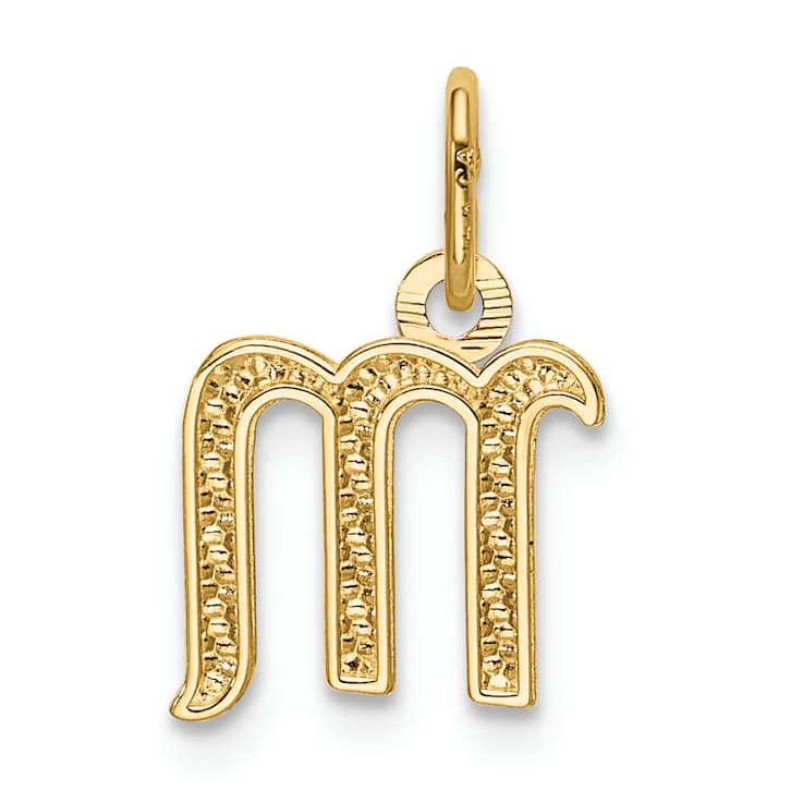 10K Yellow Gold Polished Letter m Initial Charm