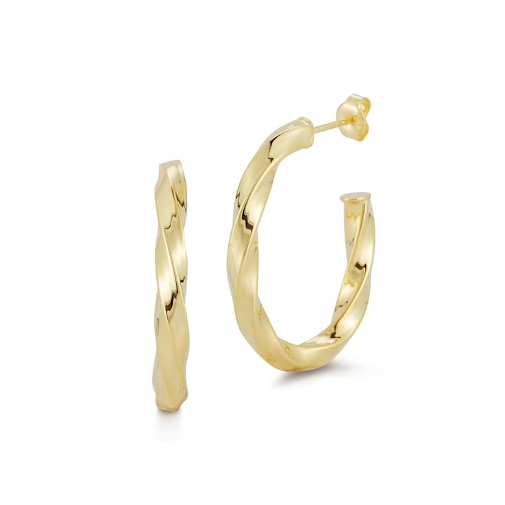 Sterling Statements 14K Yellow Gold Over Sterling Silver Oval Twist J
Hoop Earrings