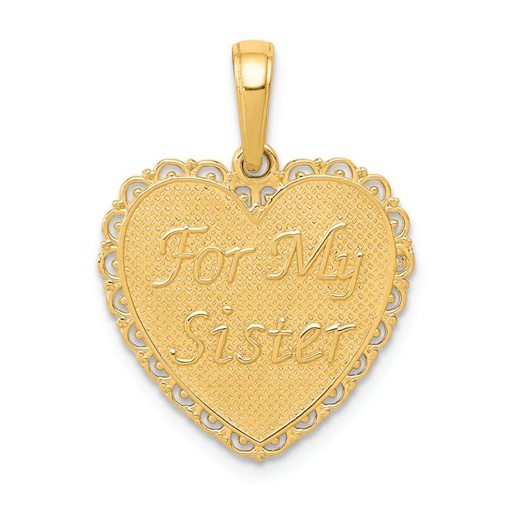 14k Yellow Gold Textured Reversible For My Sister-Friends Forever Pendant