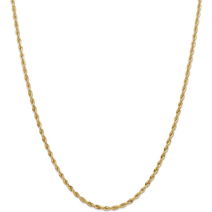 14k Yellow Gold 3mm Rope Link 16 Inch Chain