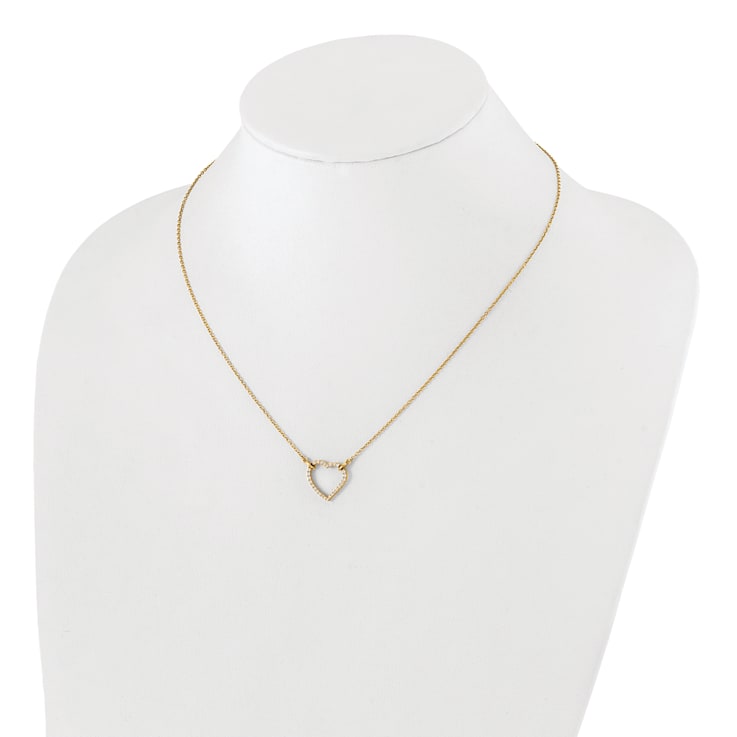 14K Yellow Gold Lab Grown Diamond Heart Pendant Necklace