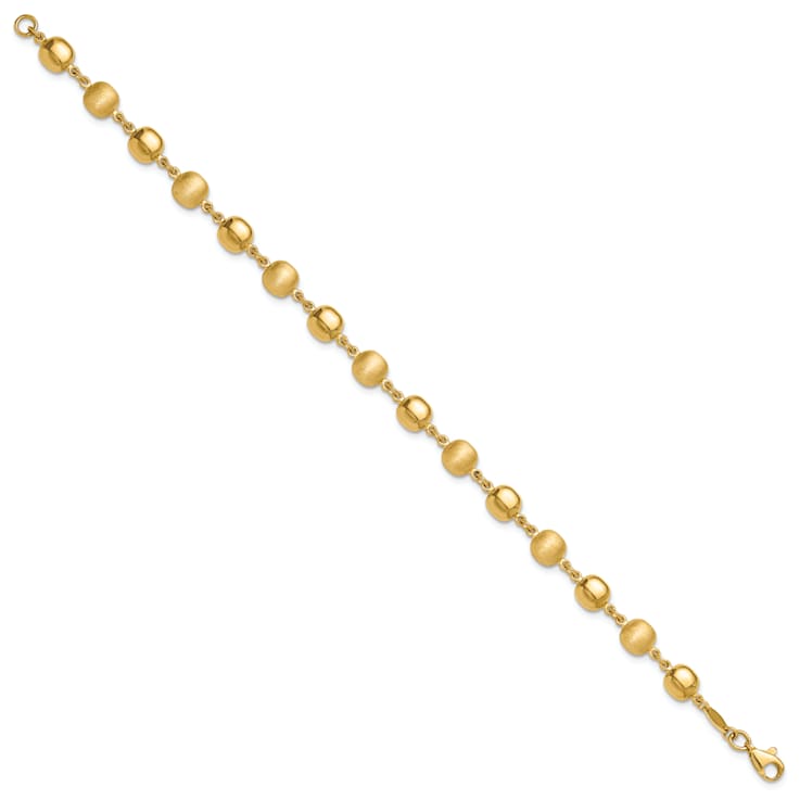 14K Yellow Gold Polished and Satin Puffed Circles Bracelet