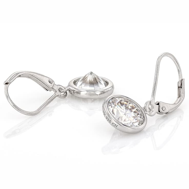 Large Moissanite Solitaire Stud Earrings In White Metal