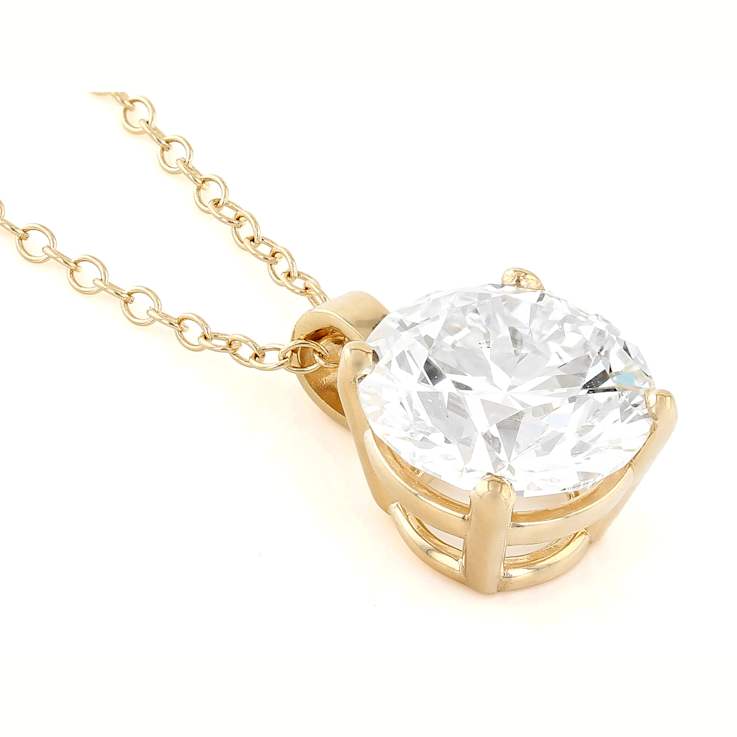 Lab-Grown Diamond Solitaire Pendant In 14K Gold 3.00ct
