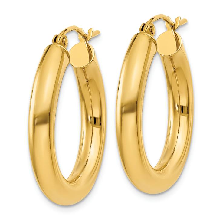 14k Yellow Gold Polished 1" Tube Hoop Earrings