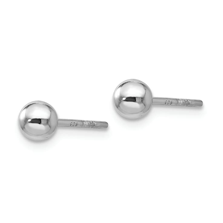 Rhodium Over Sterling Silver 4mm Polished Ball Stud Earrings
