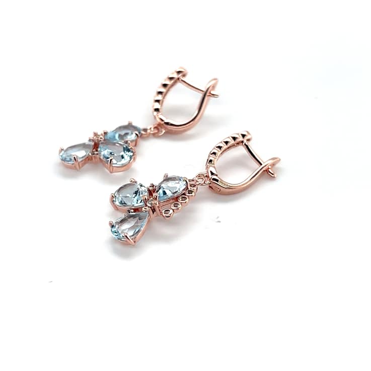 14K Rose Gold Over Sterling Silver Blue Topaz Pear Drop Earrings