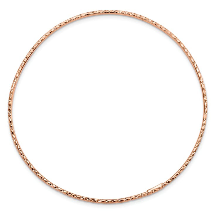 14K Rose Gold 1.5mm Diamond-cut Slip-on Bangle Bracelet