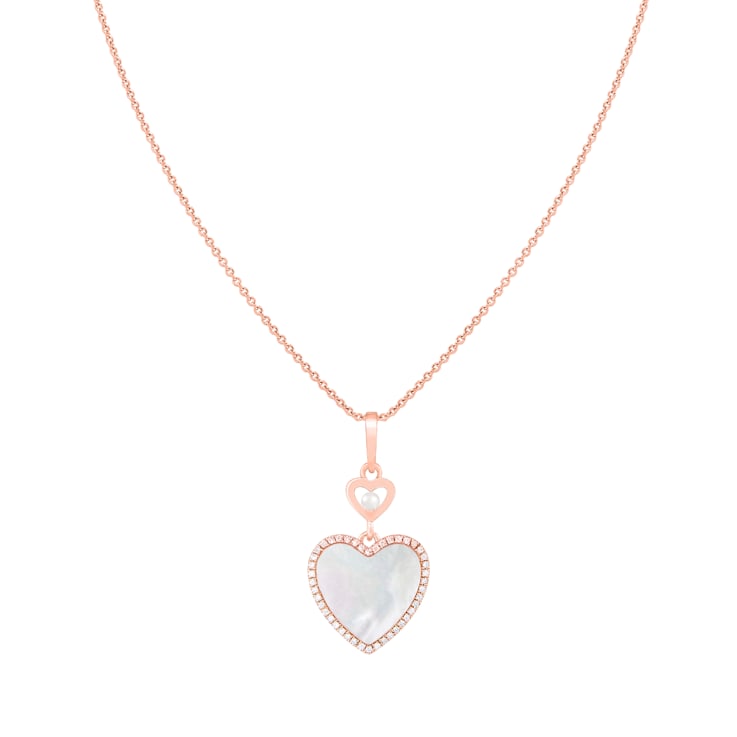 3-3½mm Cultured Freshwater, Mother of Pearl and Cubic Zirconia Rhodium
Over Sterling Silver Pendant