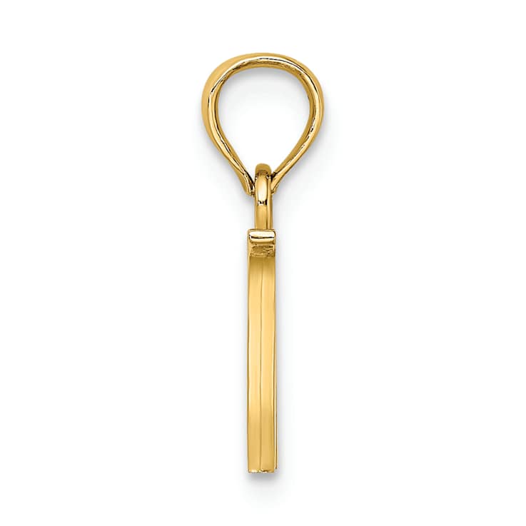 14k Yellow Gold Polished Block Letter W Initial Pendant