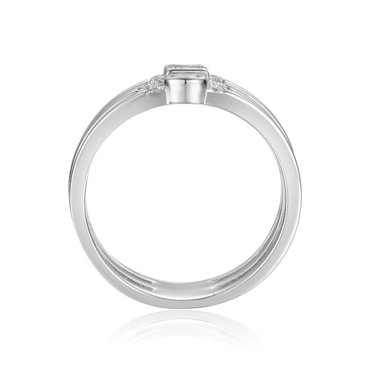 White Sapphire and White Topaz Sterling Silver Multi-Row Band Ring, 0.35ctw