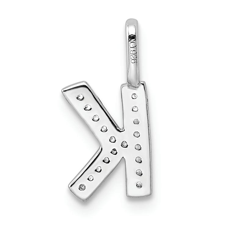 14K White Gold Diamond Letter K Initial Pendant