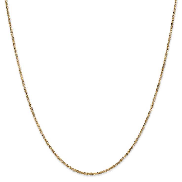 14k Yellow Gold 1.7mm Solid Rope 14 Inch Chain