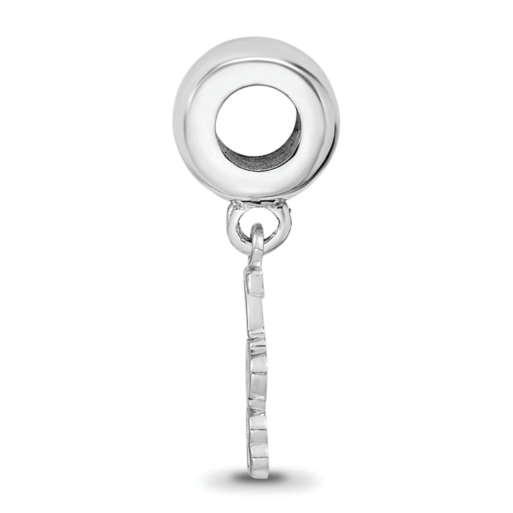Rhodium Over Sterling Silver LogoArt Gamma Phi Beta Vertical Letters Bead