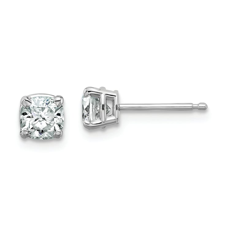 Rhodium Over 14K White Gold 3/4ct. 4.5mm Cushion G H I True Light
Moissanite Earrings