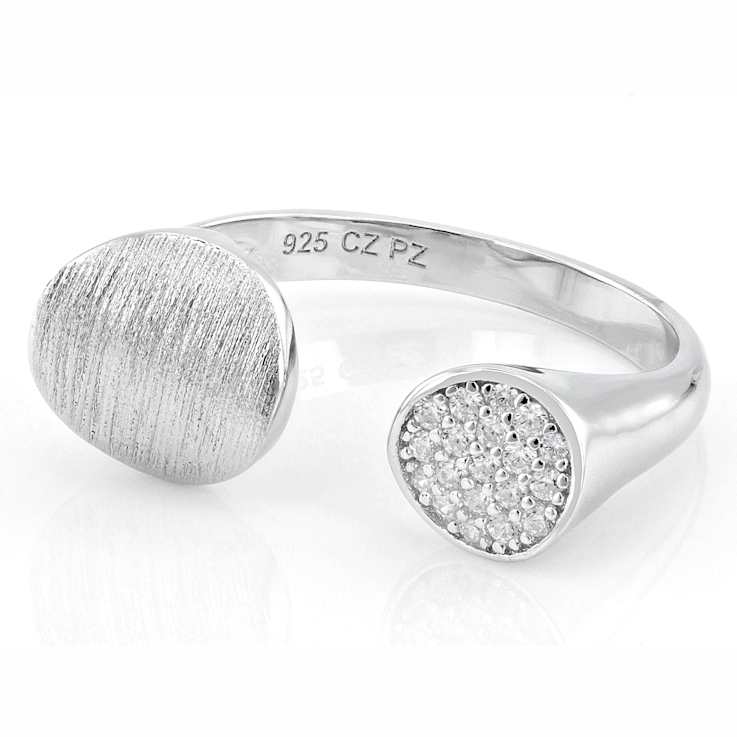 Contemporary CZ Bypass Ring In Sterling Silver