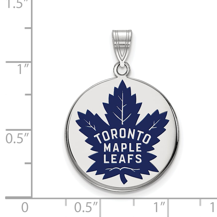 Rhodium Over Sterling Silver NHL LogoArt Toronto Maple Leafs Enamel Pendant