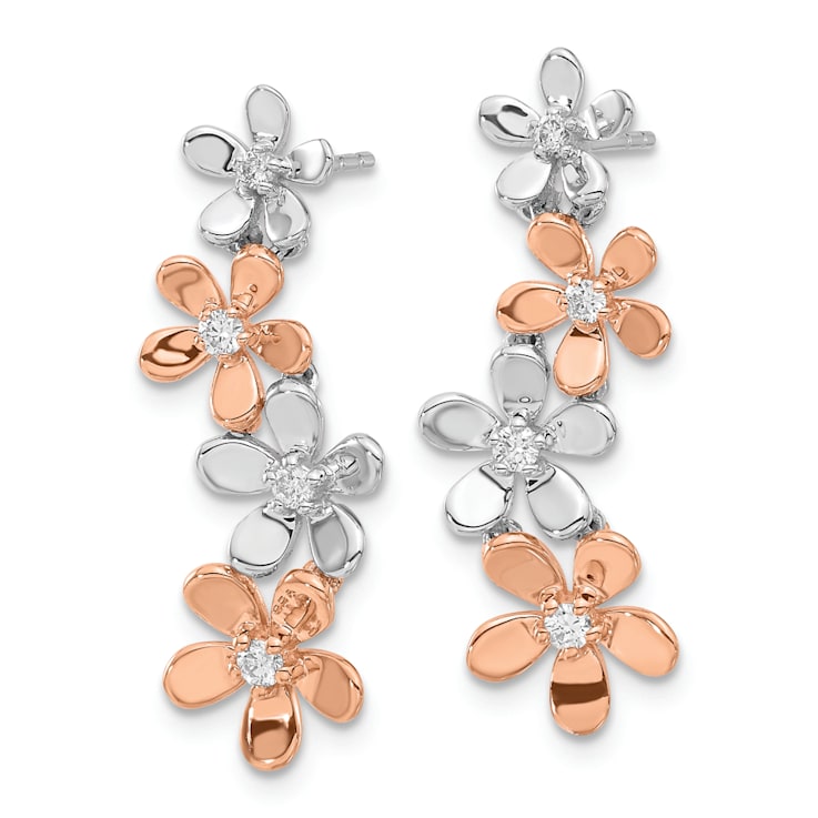 14k Two-tone Gold Diamond Dangle Earrings