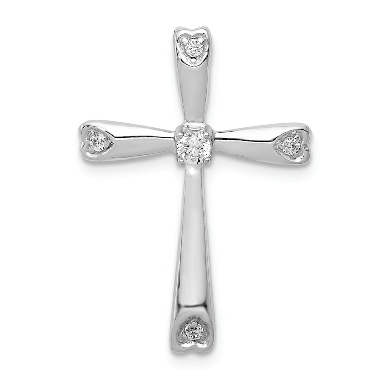 Rhodium Over 14k White Gold Diamond Cross Chain Slide Pendant