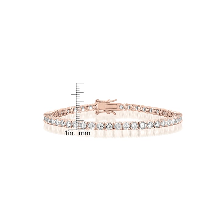 CZ Tennis Bracelet In 18K Rose Gold Over Sterling Silver
