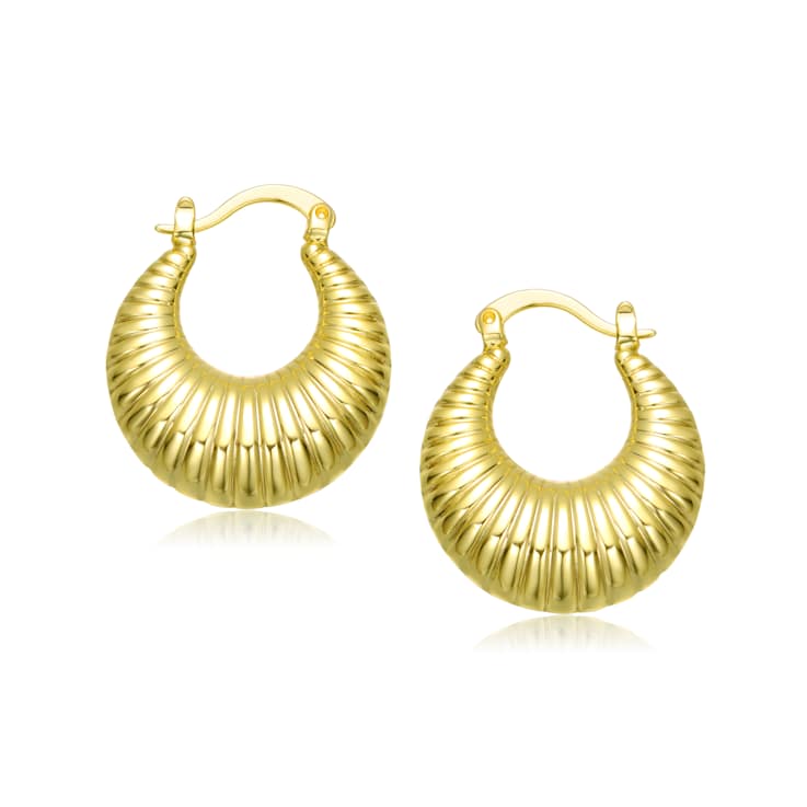 Seashell Hoop Earrings In 14K Gold Over Brass