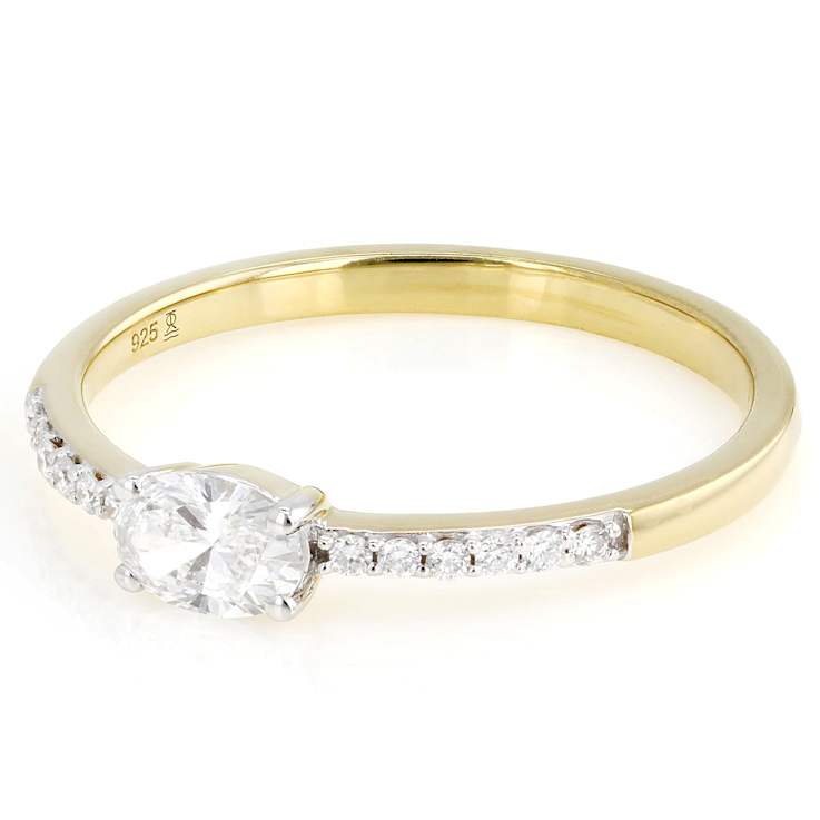 Oval And Round Lab-Grown Diamond Band Ring In 14K Gold Over Sterling
Silver 0.40ctw