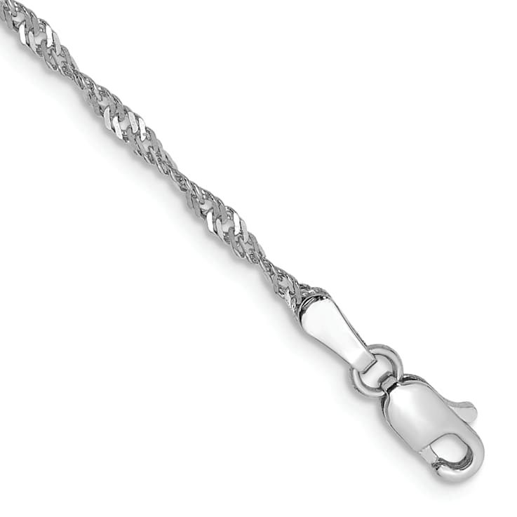 14K White Gold 1.7mm Singapore Chain Bracelet