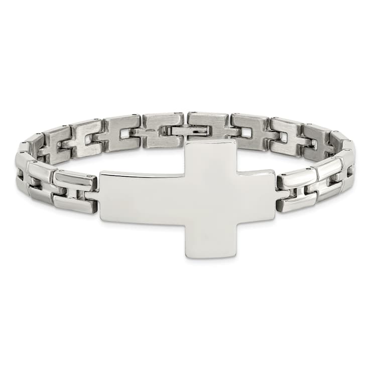 Stainless Steel Polished Cross Bracelet