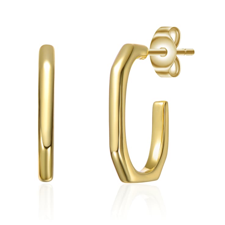 Geometric C-Hoop Earrings In 14K Gold Over Brass