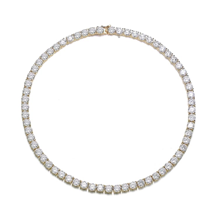 CZ Tennis Necklace In 14K Gold Over Sterling Silver
