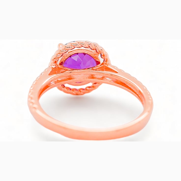 6x4mm Oval Amethyst 18K Rose Gold Over Sterling Silver Ring, 0.50ctw