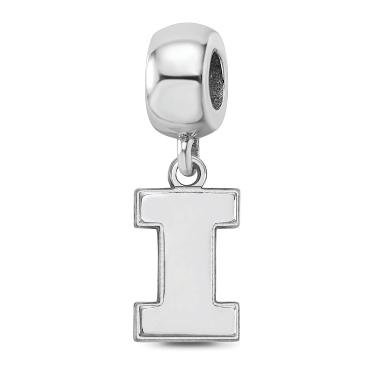 Sterling Silver Rhodium-plated LogoArt University of Illinois Small
Dangle Bead