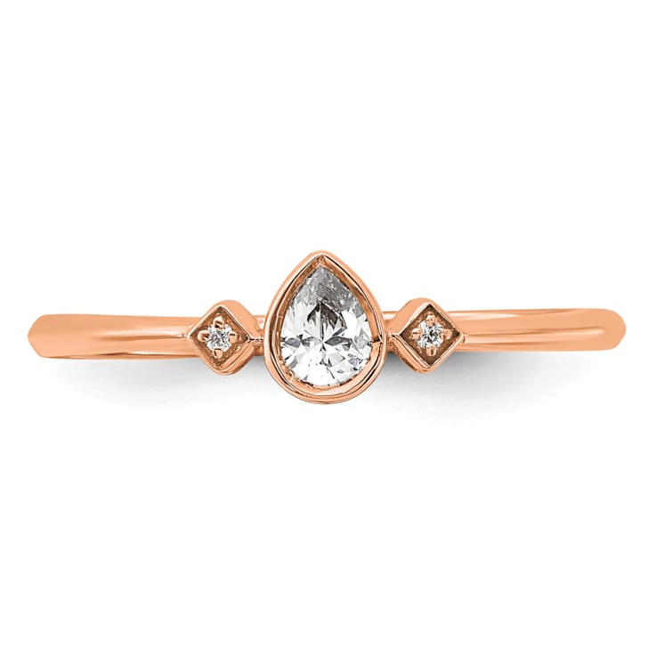 14K Rose Gold Petite Pear Diamond Ring 0.13ctw