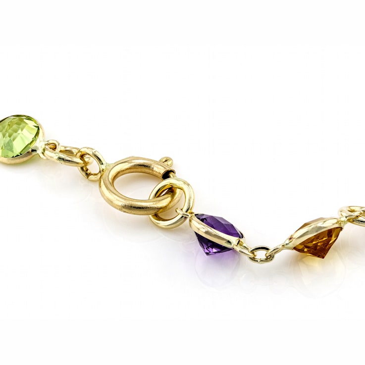 Multi-Gem 14k Yellow Gold Bracelet 7.50ctw